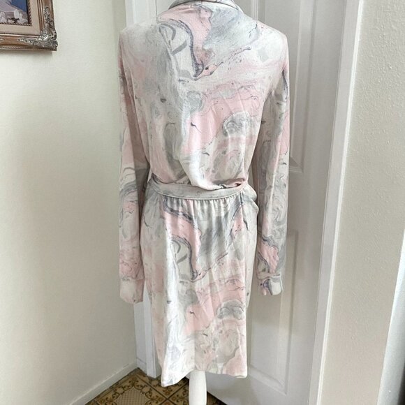 PJ Salvage Marble Print Belted Robe Sz Large Lounge Sleep PJ - Picture 6 of 11